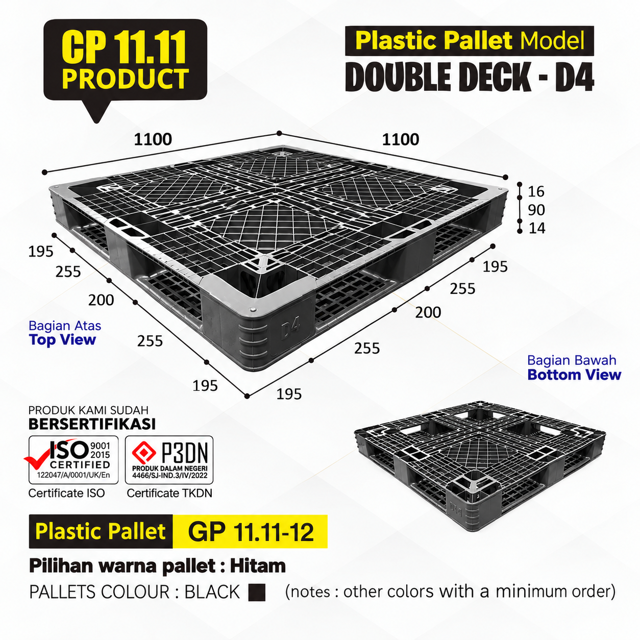 Pallet GP.11.11.12 Double Deck Ekspor Hitam